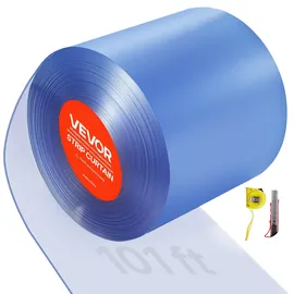 Vevor PVC-Streifenvorhang, 30,8 m Länge x 0,3 m Breite, Lamellenvorhang, Meterware, -55,6 °C bis 30 °C Vorhangstreifen für Türen von Supermärkten, Garagen und Lagerhallen, Transparent