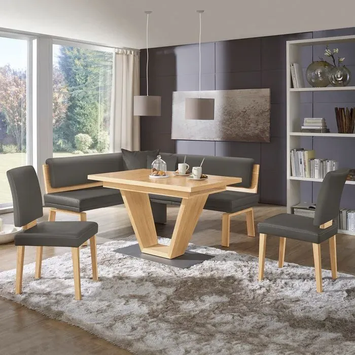 Komfort & Wohnen Eckbank Game 4194 Leder Grau Dunkelgrau