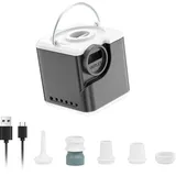 Mini elektrische luftpumpe, 2400mAh akku luftpumpe für luftmatratze, 5 Düsen Inflate & Deflate pumpe mit Campinglampe, für schwimmring, Camping, Reise vakuumbeutel - Schwarz