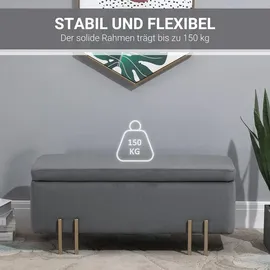 Homcom Sitzbank mit Stauraum, Truhenbank, Stoff, Metall, Schaumstoff, dunkelgrau