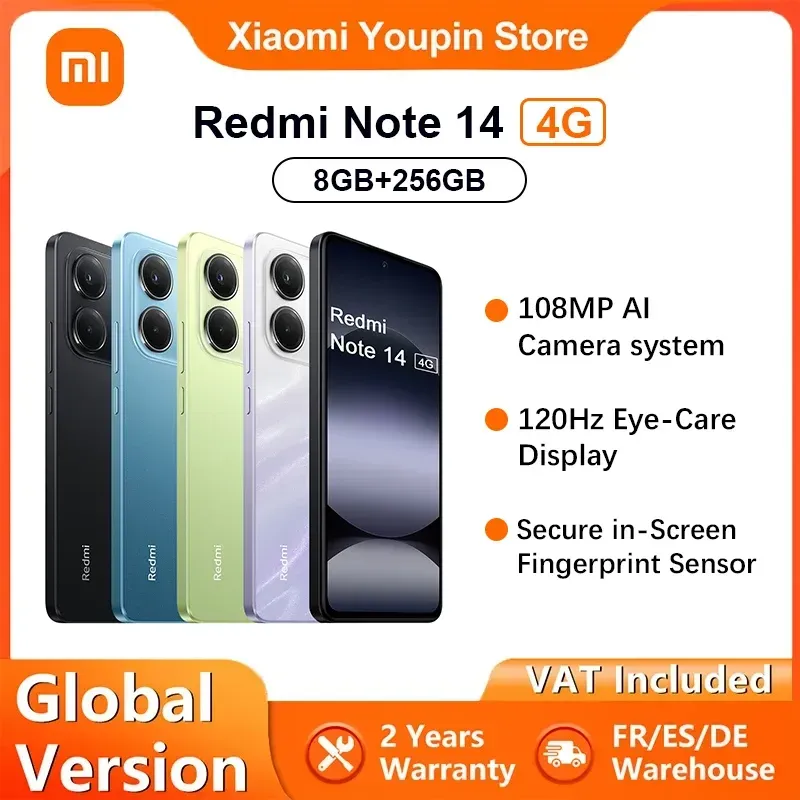 Globale Version Xiaomi Redmi Note 14 4G Smartphone MediaTek Helio G99-Ultra 108MP AI Kamera 5500 mAh Akku 6,67 Globale Version Xiaomi Redmi Note 14 4G Smartphone MediaTek Helio G99-Ultra 108MP AI Kamera 5500 mAh Akku 6,67
