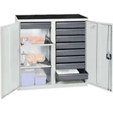 Stumpf & Kossendey, Werkstattschrank, Stumpf Werkzeugschrank 1000x1000x500mm 9 Schubladen 2 Fachböden grau (100 cm, 50 cm)