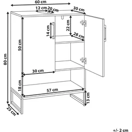 Beliani Waschbeckenunterschrank 60 x 80 x 30 cm Beige