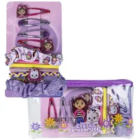 Cerdá Gabby's Dollhouse Beauty-Set, 2 Haargummis aus Stoff, 4 Haargummis, 4 Haargummis, 4 Haarnadeln und Kulturbeutel, mehrfarbig, inspiriert von Gabby's Dollhouse, Originalprodukt, entworfen in Spanien