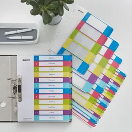 Leitz Ordnerregister WOW DIN A4 Vollformat, Überbreite 1-12 farbig 12-teilig, 1 Satz mit Prämie nach Registrierung