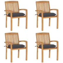 vidaXL Stapelbare Gartenstühle mit Kissen 59,9 x 96,1 x 27,8 cm grau 4 St.