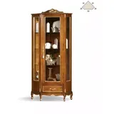 JVmoebel Eckvitrine Massiver Vitrinenschrank aus Holz mit Glas für klassisches Wohnen (1-St., 1x Vitrine) Made in Italy braun