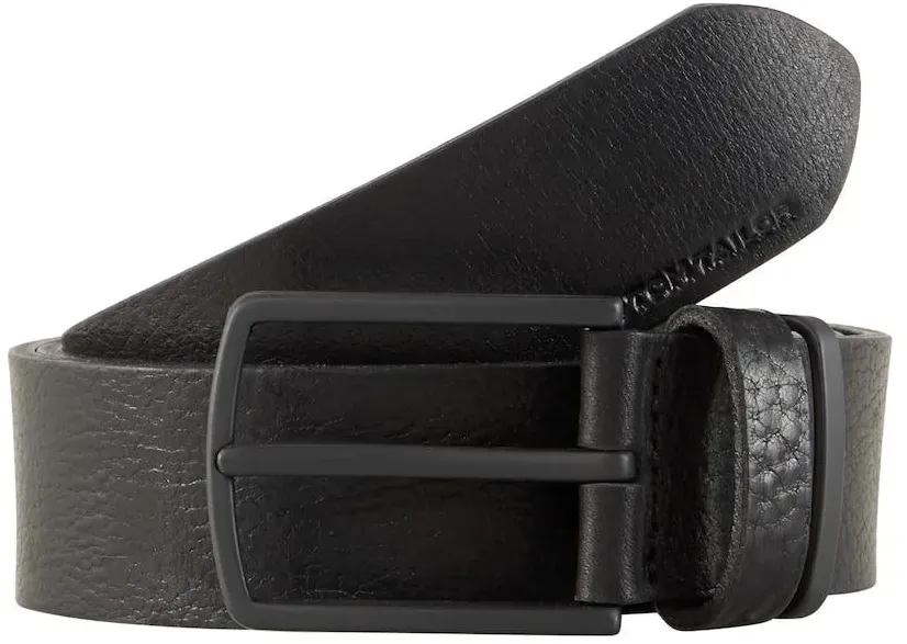 TOM TAILOR Herren TTHENRY Ledergürtel mit eckiger Dornschließe, schwarz, Uni, Gr. 110