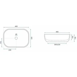 REA LIVIA Aufsatzwaschbecken 33,5 x 46,5 cm (U3800)