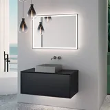 Neoro n60 Unterschrank B: 100 cm mit 1 Auszug, Waschtisch B: 40 cm edelstahl gebürstet, mit Lichtspiegel, BN0735BS+BN0756BM+BN0016MI,