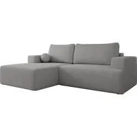 MIRJAN24 Ecksofa Mivo Cord, Wohnzimmmer L-Form mit Schlaffunktion und Bettkasten (Farbe: Poso 110, Seite: Links) - Grau