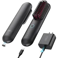 TYMO Porta Glättbürste Kabellose PRO, Mini-Haarglätterbürste, Tragbare Glättbürste für Reisen, Negativ-Ionen-Haarglätter Stylingbürste, USB-Aufladefunktion