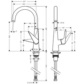 Hansgrohe Talis M51 260 1jet edelstahl finish 72810800