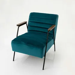 Sessel Hutch Velours Entenblau - Anderer Stoff Amadeus 60x76 cm