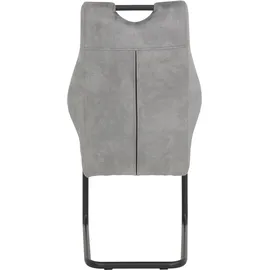 Hela Tische, 2er Set Esszimmerstuhl Linda, S Schwingstuhl Mikrofaser Silber, Rundrohgestell grau Komfortsitz Federkorb, 140KG belastbar,