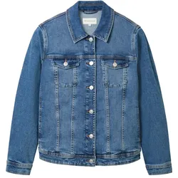 TOM TAILOR Damen Plus Size - Jeansjacke mit Bio-Baumwolle, blau, Uni, Gr. 46