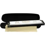 Cascha Tremolo-Mundharmonika, 24 Löcher, C-Dur, inklusive Soft-Case und Pflegetuch, Diatonic Tremolo Harmonica, Silber, HH 2168