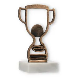 Pokal Konturfigur Pokal altgold auf weißem Marmorsockel 14,1cm