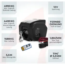 Rotfuchs Seilwinde Stahl 4990 kg schwarz