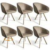 Nizzenithal 6er-Set Drehbare Esszimmerstühle – Modern Gepolsterte Stühle mit Lehne & Metallbeinen in Holzoptik, Beige Akzentstühle für Esszimmer, Wohnzimmer, Büro