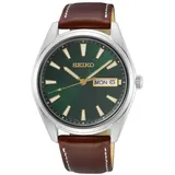 Seiko Herren uhr Seiko silber farbend - edelstahl und leder Herrenuhren  