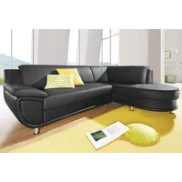 TRENDMANUFAKTUR Ecksofa »Rondo, L-Form«, wahlweise mit Federkern, wahlweise mit Bettfunktion schwarz