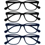 The Reading Glasses Company Die Lesebrille Unternehmen Schwarz Marineblau Leicht Leser 4er-Pack Herren Damen Federscharniere RRRR27-1133 +1,00