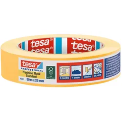 Tesa 4344 Precision Mask Standard, Maler-Abdeckband, Papier, Orange, Gummi, Glas
