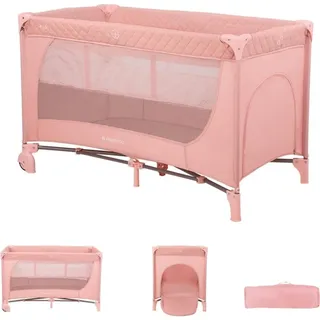 KIKKABOO Reisebett Medley, 2 Ebenen Öffnung Matratze, Tragetasche Reißverschluss rosa pink