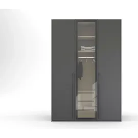 Rauch Drehtürenschrank RAUCH "Kleiderschrank Schrank Garderobe SKAT SHINE mit hochwertigem", grau (graphit), B:151cm H:223cm T:63cm, Holzwerkstoff, Schränke, Drehtürenschrank, transparentem Grauglas inkl. umfangreichem Zubehör MADE IN GERMANY