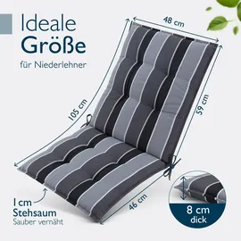 Beautissu Niedriglehner Auflage 100 x 50 x 8 cm Anthrazit Gestreift 1 St.