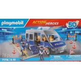 Playmobil Polizeibus mit Straßensperre - Schriftzug Polizei Bus 71716 Bunt