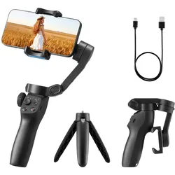 VEVOR Gimbal-Stabilisator für Smartphone, 3-Achsen-Stabilisierung, mit Gesichts-/Objektverfolgung, Stativ, tragbarer und faltbarer Handheld-Stabilisator für Videoaufnahmen, DC 3,5–4,2V
