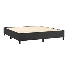 vidaXL Boxspringbett mit Matratze & LED Schwarz 160x200 cm Kunstleder