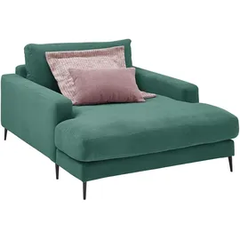 KAWOLA Relaxsessel CARA Feincord 132 x 84 x 170 cm Grün mit Kissen