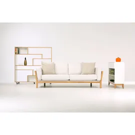 Andas Raumteilerregal "Sten, Bücherregal, Standregal, Regal, Raumteiler", weiß (weiß, natur), B:140cm H:143cm T:35cm, Regale, auf Rollen, mit viel Stauraum, FSC-zertifiziert