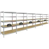 Proregal Mega Deal 5x Schwerlastregal Rivet HxBxT 180 x 120 x 60 cm Fachlast 250 kg Verzinkt