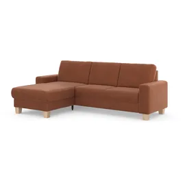 Home Affaire Ecksofa HOME AFFAIRE "Summer L-Form", rosa (kupfer), B:249cm H:91cm T:164cm, 95% Polyester, 5% Polyamid, Sofas, Ecksofa, mit Recamiere, mit oder ohne Bettfunktion und Bettkasten, Cord-Bezug
