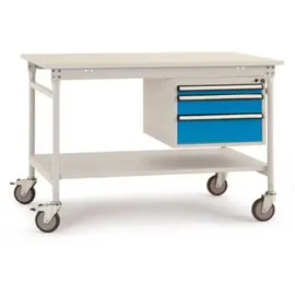 Manuflex BB5377.7035 Komplett-Beistelltisch BASIS mobil mit Kunststoff-Platte + Gehäuse-Unterbau, BxTxH: 1250 x 800 x 850 mm