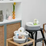 RHP 3-teiliges Aufbewahrungskorb-Set I Aufbewahrungsbox Organizer Kiste Box Korb Aufbewahrung Dekobox Dekokorb Dekoration – geflochtene Rattan-Optik – für Badezimmer Wohnzimmer Kinderzimmer (Grau)