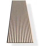 HAGEFOL® Akustikpaneele Holz 240x60 cm, Farbe: Eiche, Wandpaneele Holz, 3D Lamellenwand aus Holzfurnier auf Akustik Filz, Akustikpaneele 2400x600 mm