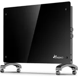 TRESKO Tresko® Elektroheizung Schwarz 1500w Glaskonvektor Konvektor Wand Heizung Glas Heizkörper Bad