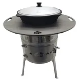 Grillpeter Utschak aus Edelstahl Aidos mit Feuerplatte aus Stahl 6mm D60cm und Kazan aus Gusseisen 8L