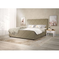 Boxbett INOSIGN "Mona" Komplettbetten Gr. Struktur Massivholz-Spanplatte-Polyester Breite 140 cm, Liegefläche B/L: 140 cm x 200 cm, kein Härtegrad, ohne Matratze, grau (taupe grey) Boxspringbett Boxspringbetten mit Bettkasten