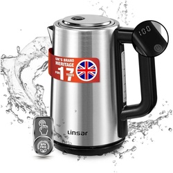 Linsar Wasserkocher 1,7 Liter, 5 Temperatur-Einstellungen, Kalkfilter, Abschaltautomatik, 2200,00 W silberfarben