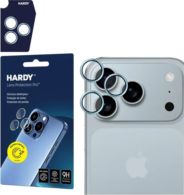 3mk HARDY Linsenschutz Pro Objektivglas für iPhone 17 Pro / 17 Pro Max - blau