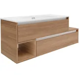 Fackelmann Waschbeckenunterschrank links Vita 128,5 cm x 50 cm x 46 cm Oak/Weiß
