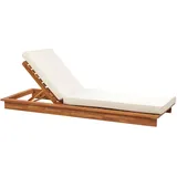 Beliani Gartenliege, Hellbraun, Holz, 70x77x190 cm, Gartenmöbel, Gartenliegen