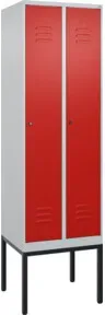 C+P Spind Classic PLUS, Gestell, 2 Abteile, 2120x600x500mm, 7035/3020 Verschluss Zylinderschloss 4 Garderobenhaken Trennwand mittig