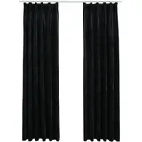 vidaXL Verdunkelungsvorhänge mit Haken 2 Stk. Samt Schwarz 140x245 cm
